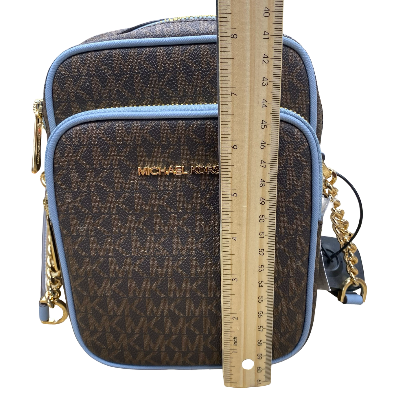 Handbag Designer By Michael Kors In Blue & Brown, Size:Small