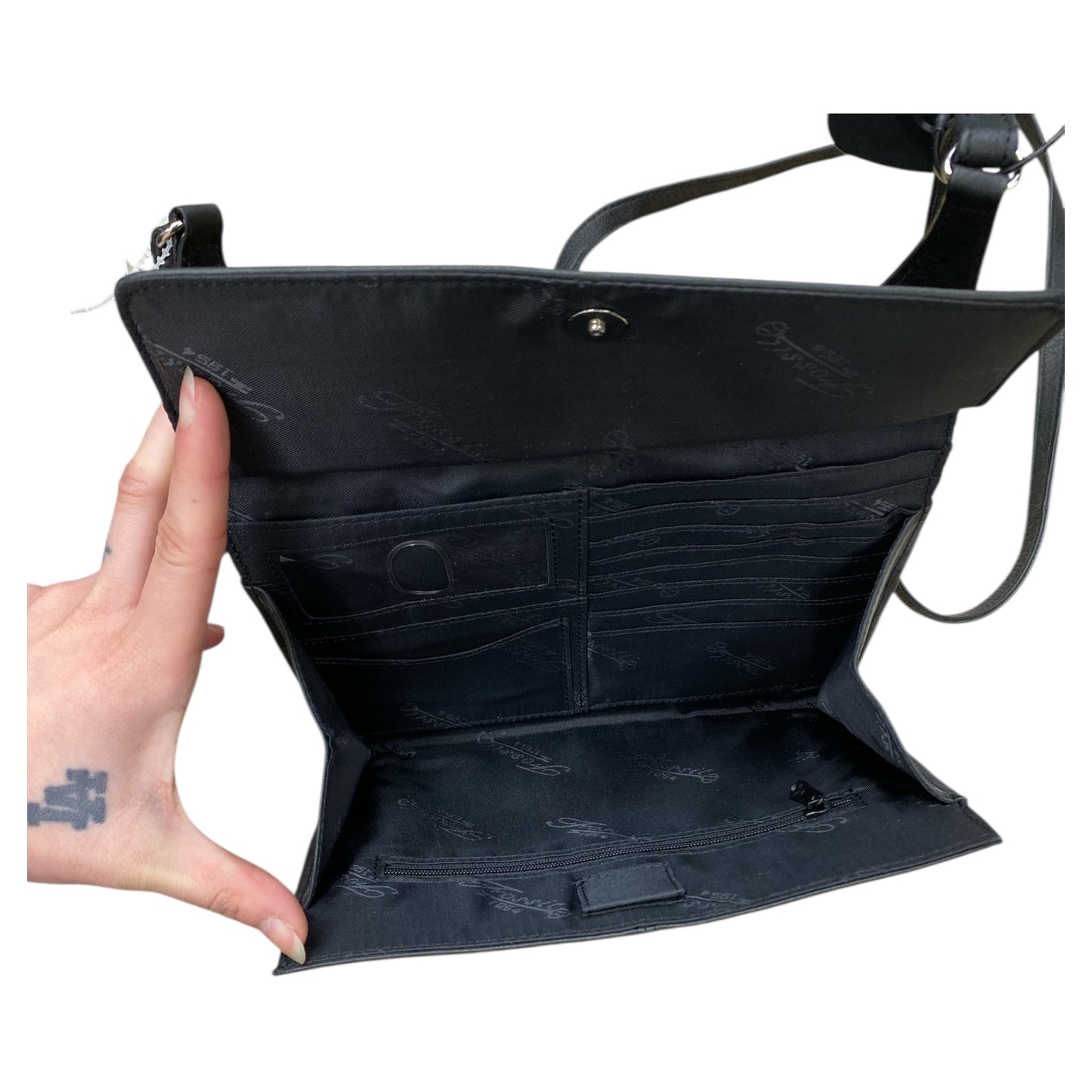 Handbag Leather By Fossil In Black, Size:Medium