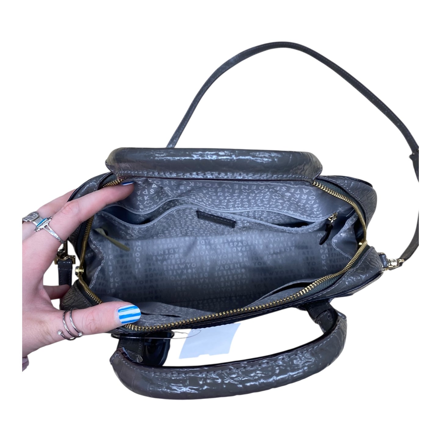 Handbag Designer By Kate Spade In Grey, Size:Medium