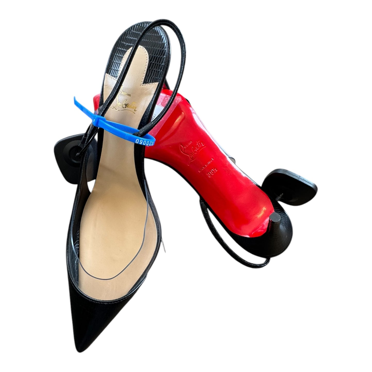 Shoes Luxury Designer By Christian Louboutin In Black & Red, Size:8.5