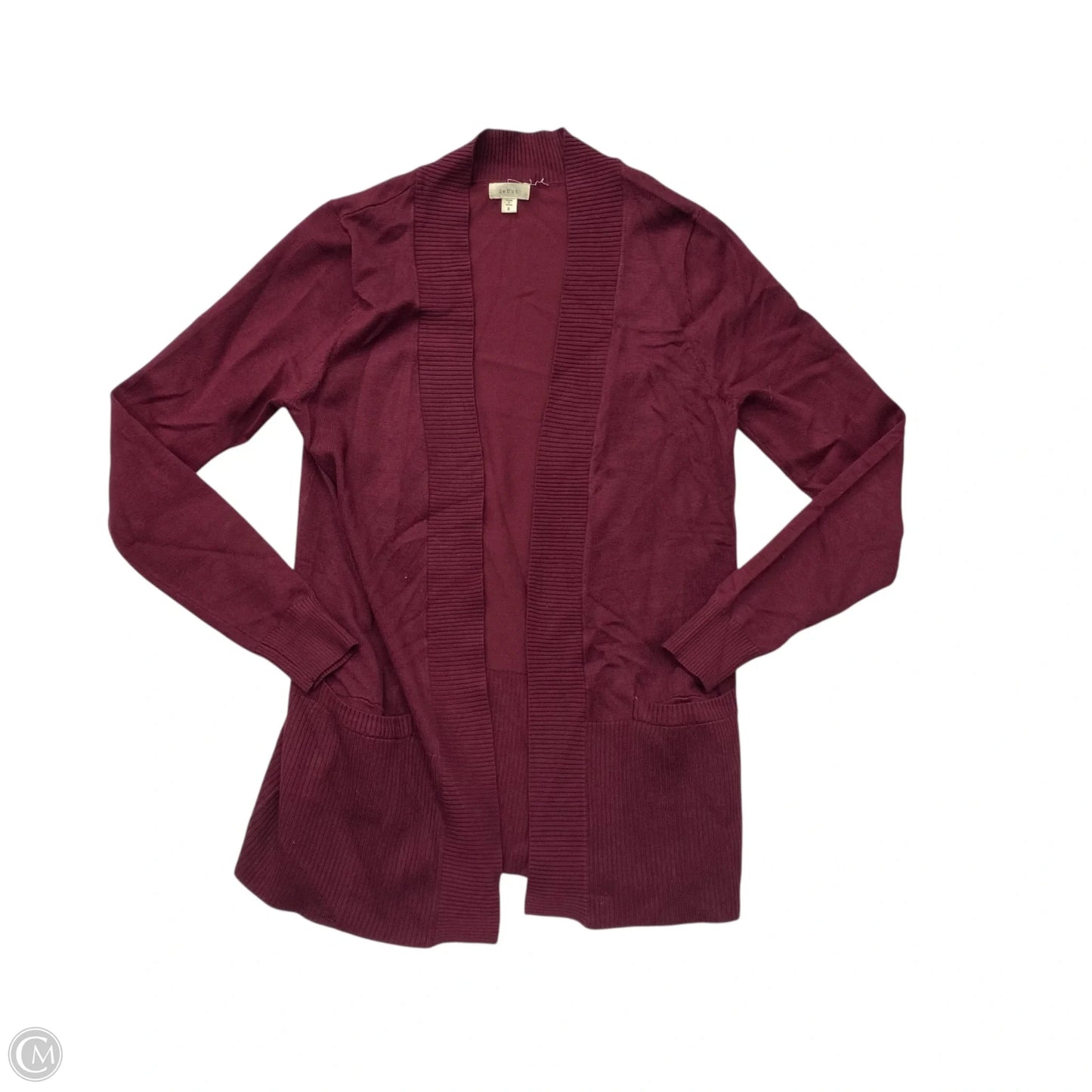 Sweater Cardigan By Debut In Maroon, Size: S