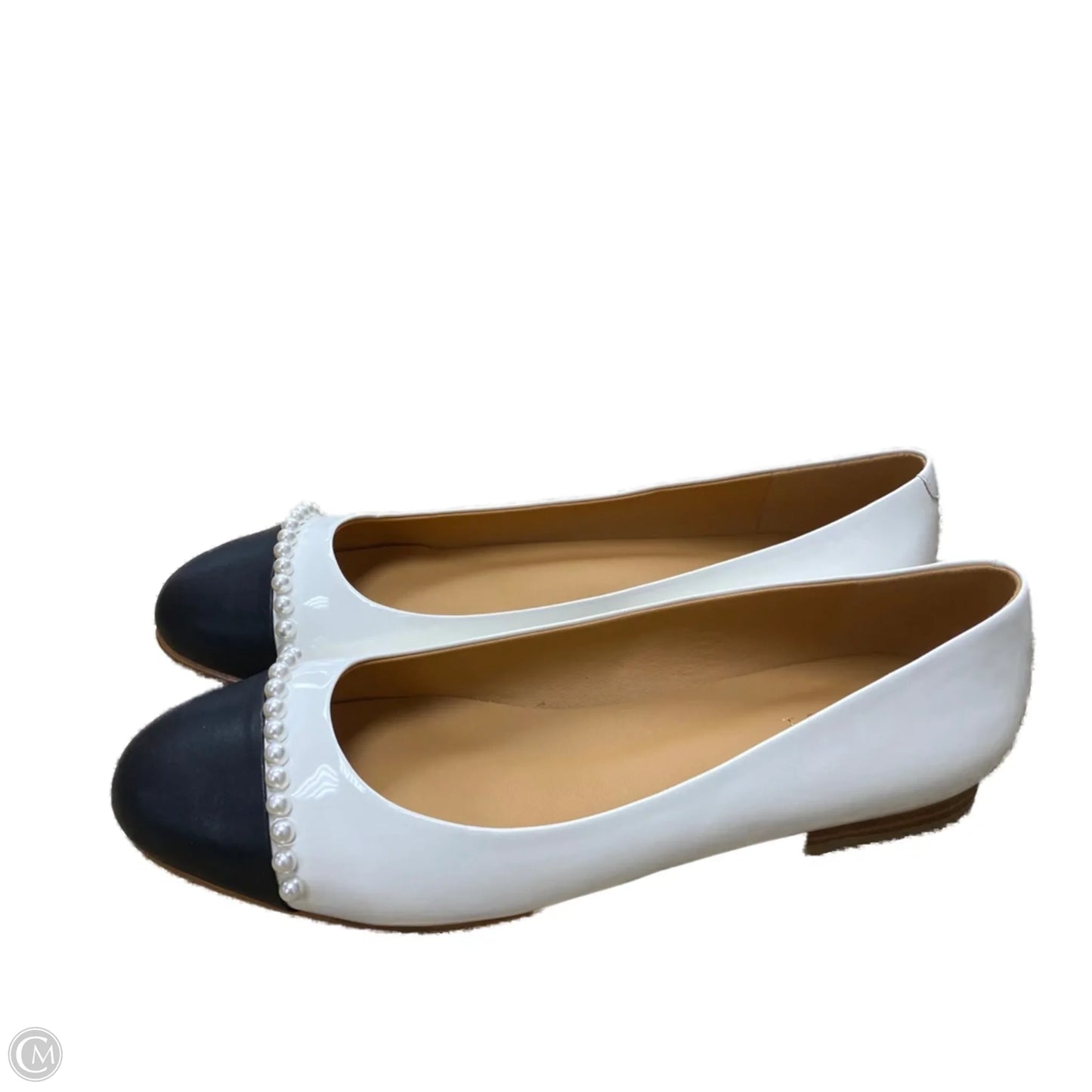 Shoes Flats By Clothes Mentor In Black & White, Size: 8.5