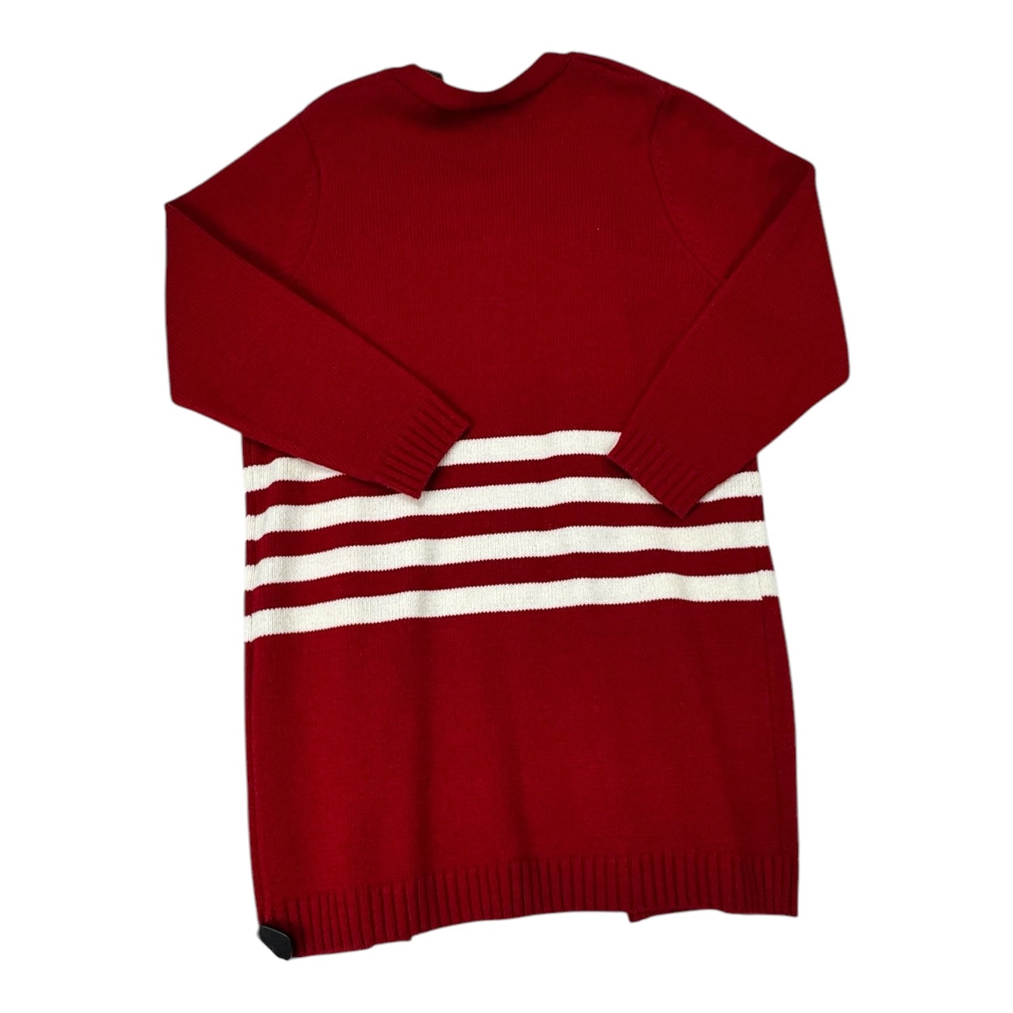 Sweater Cardigan By ROCHELLE In Red & White, Size: Xl