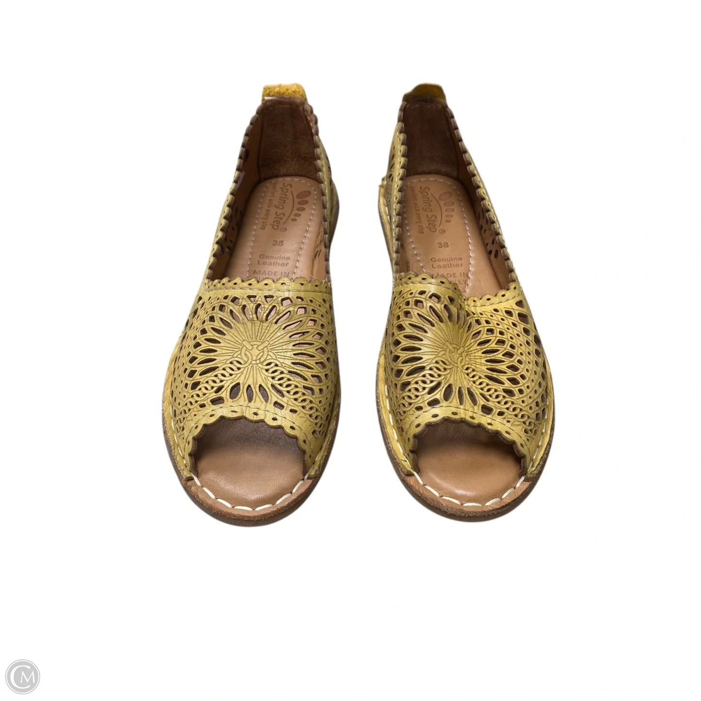 Sandals Flats By Spring Step In Brown & Gold, Size: 8