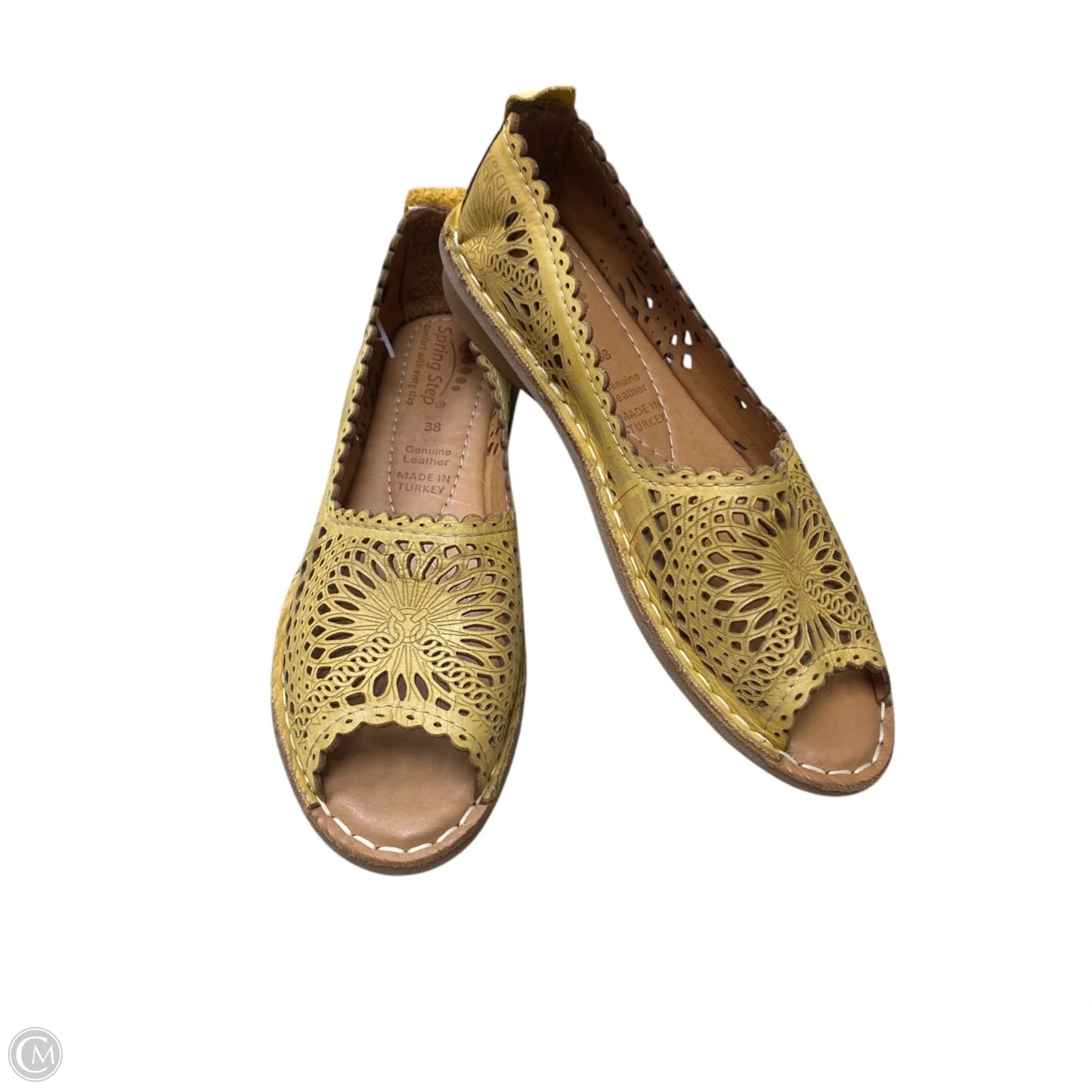 Sandals Flats By Spring Step In Brown & Gold, Size: 8