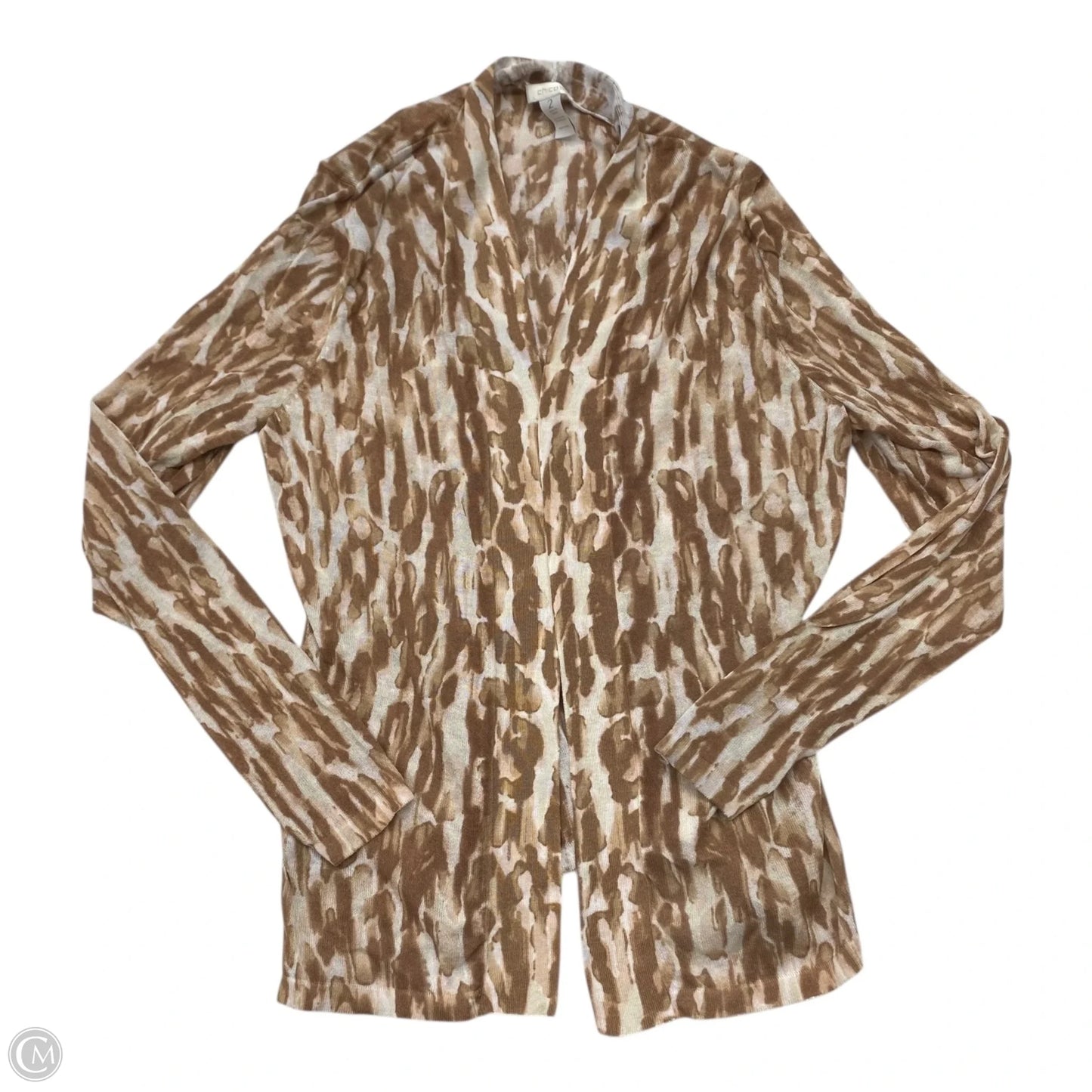 Sweater Cardigan By Chicos In Animal Print, Size: L