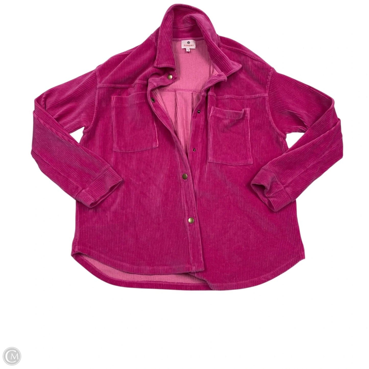 Jacket Shirt By Sundry In Pink, Size: M