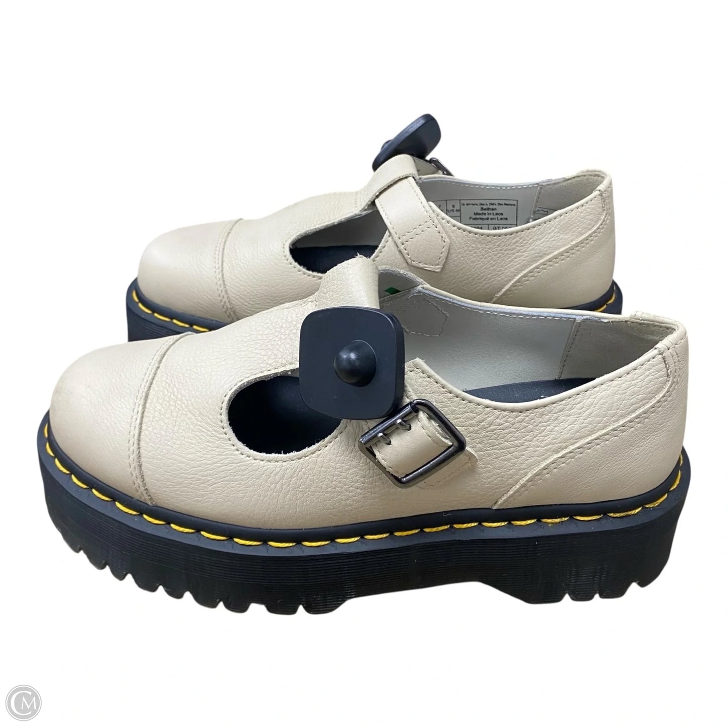 Sandals Heels Platform By Dr Martens In Beige, Size: 8