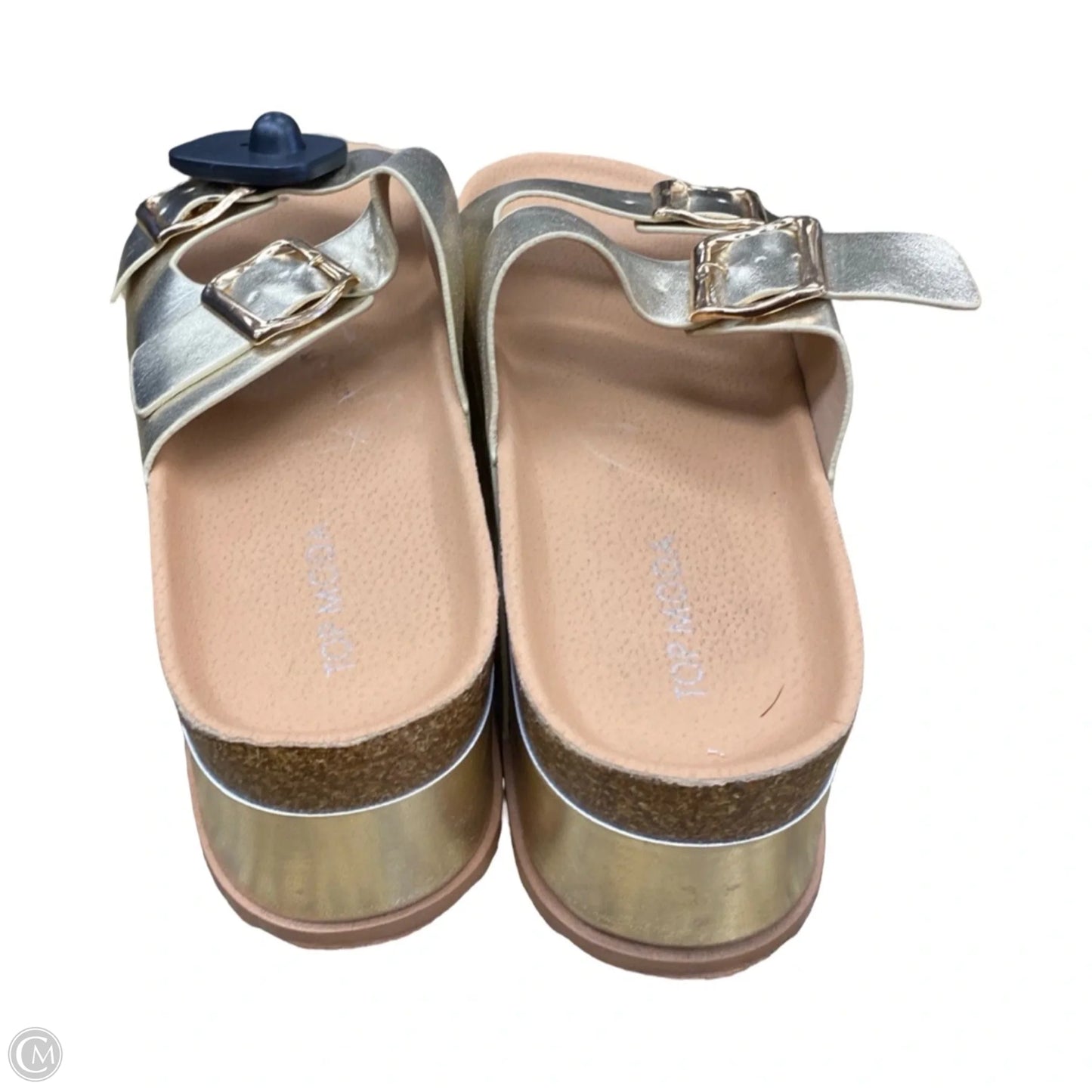 Sandals Heels Platform By Top Moda In Gold, Size: 8