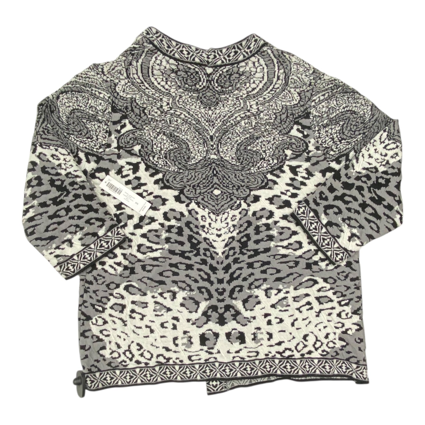 Sweater Cardigan By Chicos In Black & White, Size:Xl
