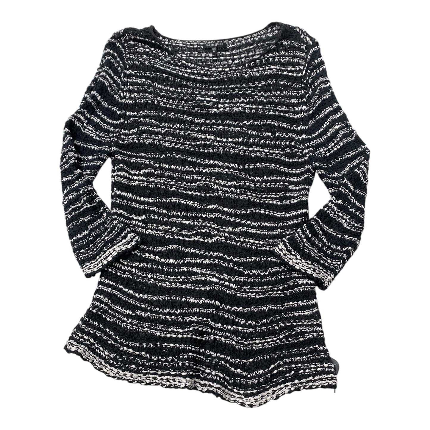Top Ls Designer By Eileen Fisher In Grey & White, Size:Lp