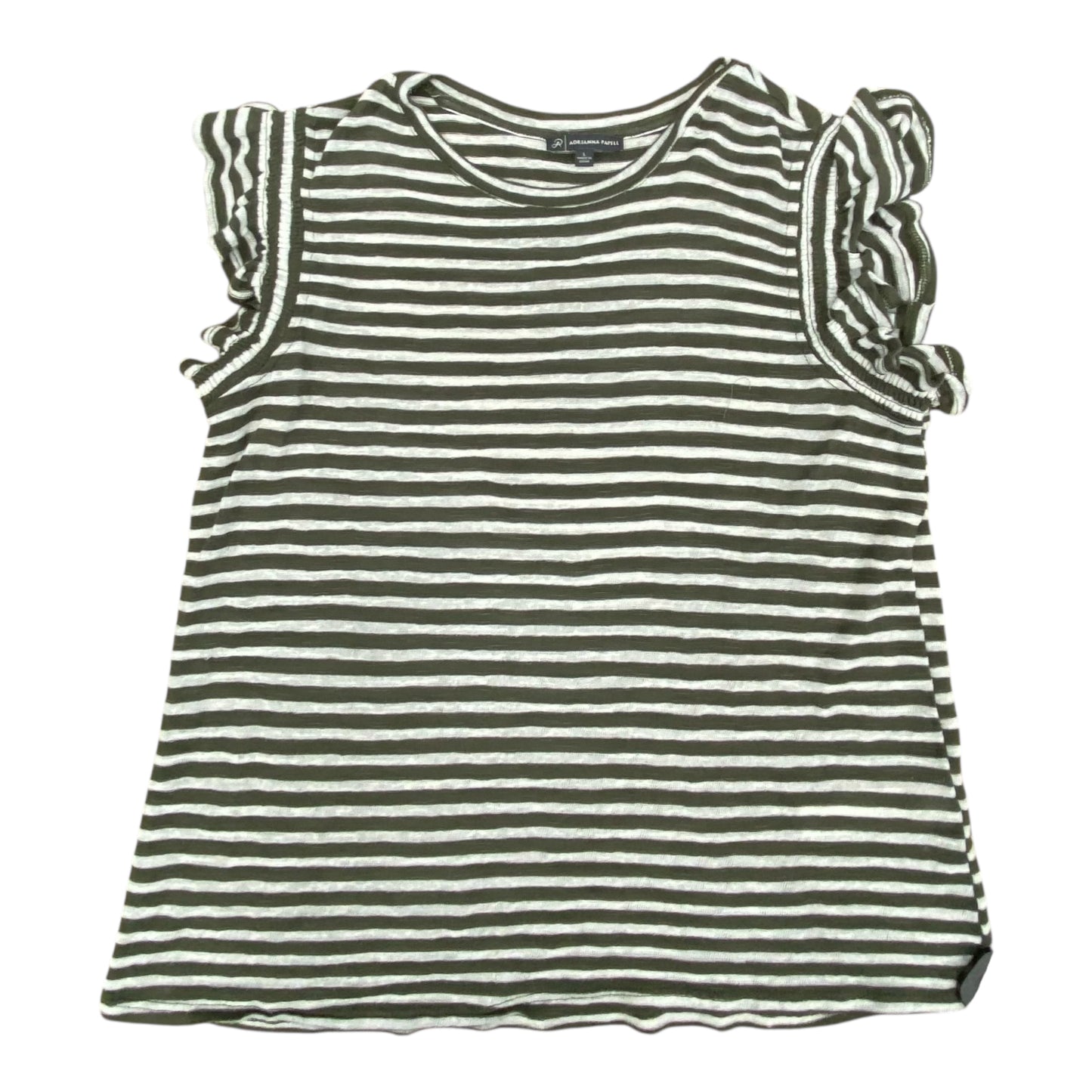 Top Sleeveless By Adrianna Papell In Green & White, Size:L