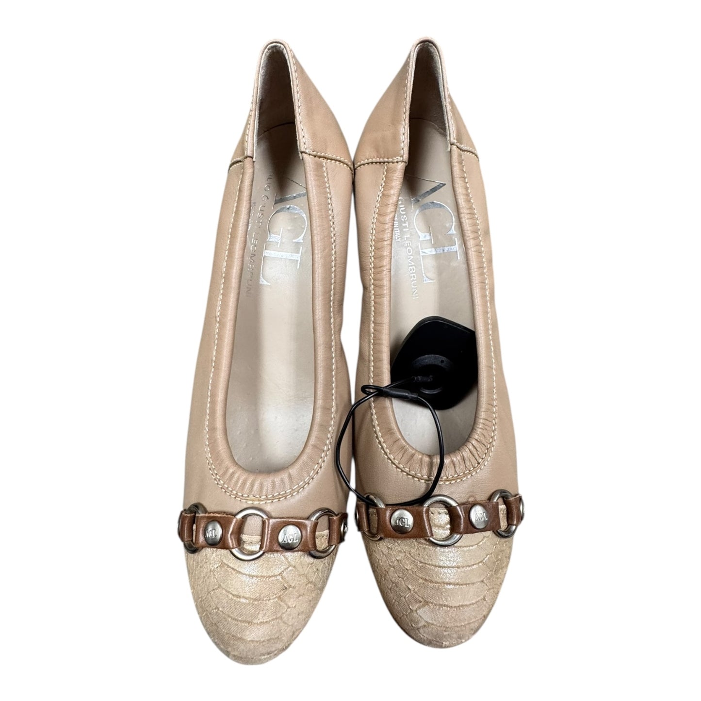 Shoes Heels Block By Agl In Tan, Size:8.5