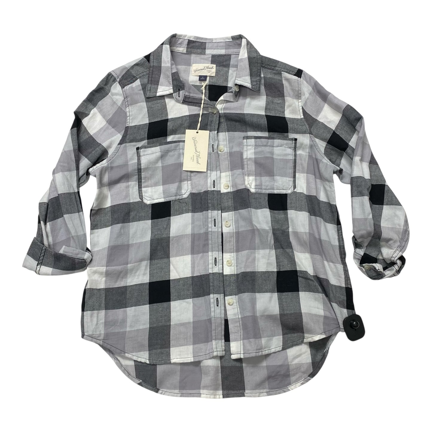 Top Ls By Universal Thread In Plaid Pattern, Size:M