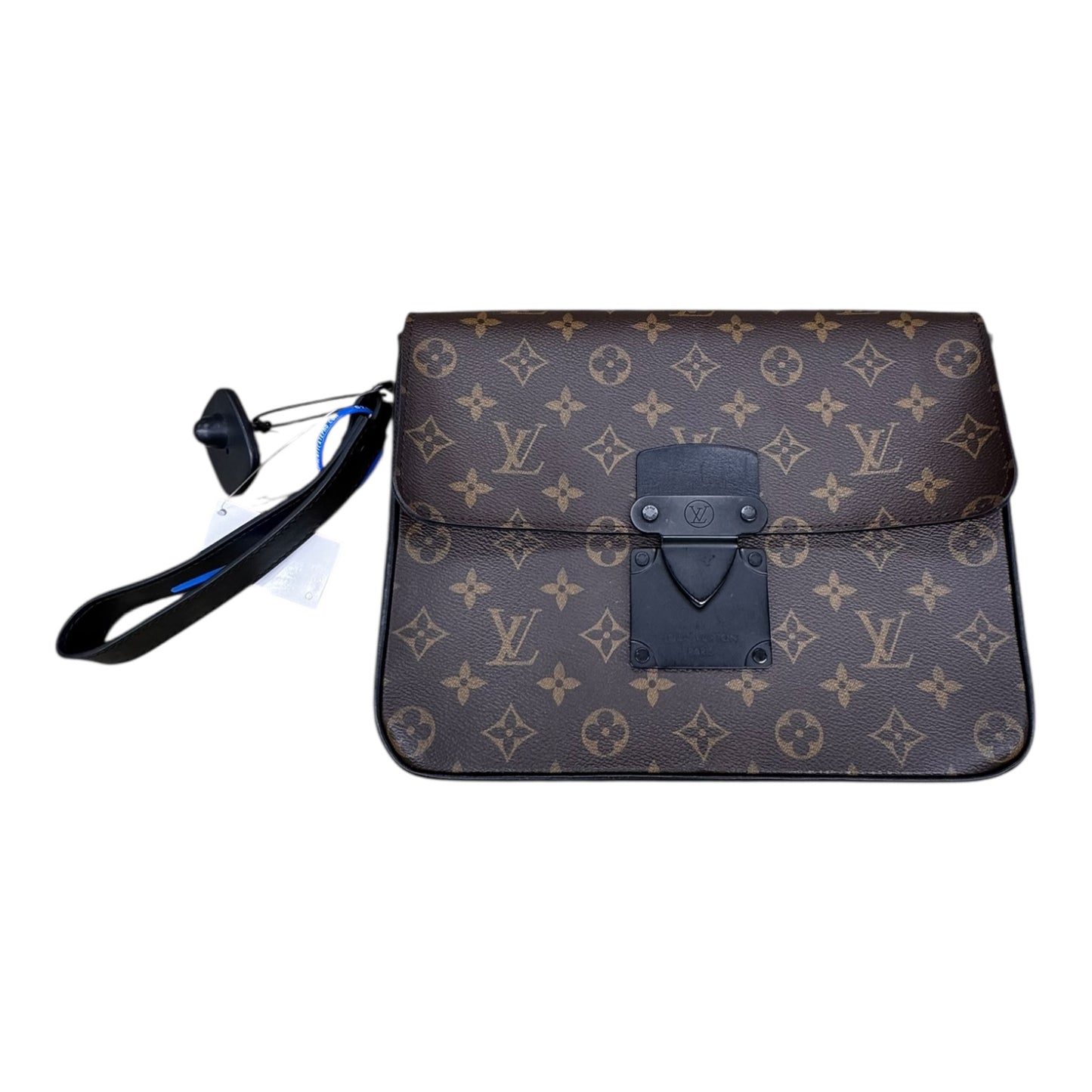 Monogram S Lock A4 Pouch Wristlet Luxury Designer By Louis Vuitton In Brown, Size:Medium