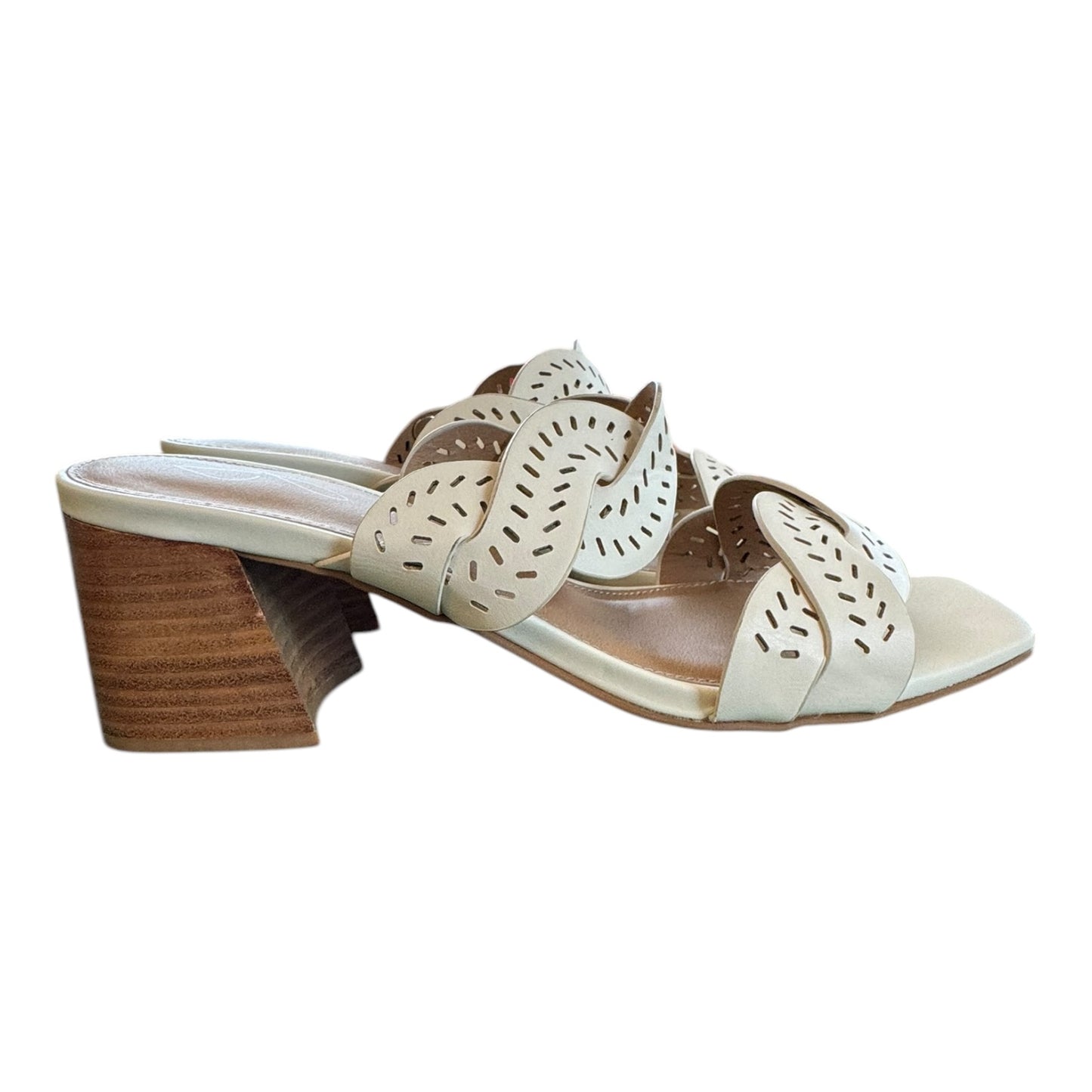 Sandals Heels Block By Joie In Ivory, Size:8