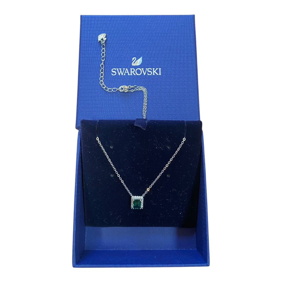 Necklace Designer By Swarovski In Green & Silver