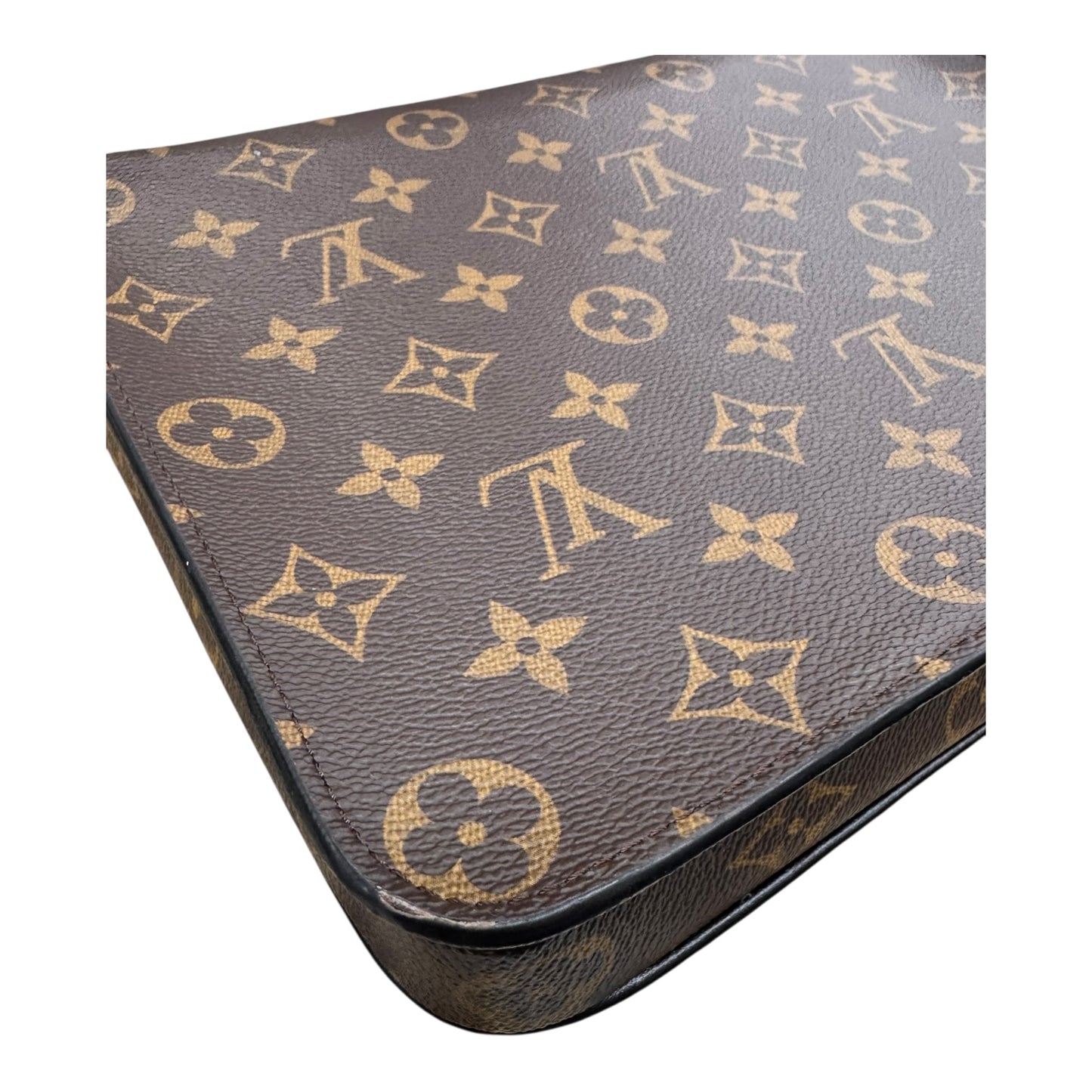 Monogram S Lock A4 Pouch Wristlet Luxury Designer By Louis Vuitton In Brown, Size:Medium