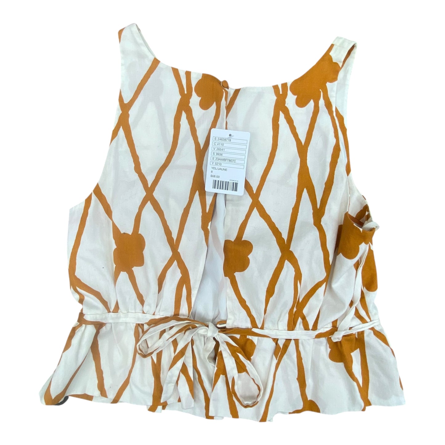 Top Sleeveless By Maeve In Orange & White, Size:M