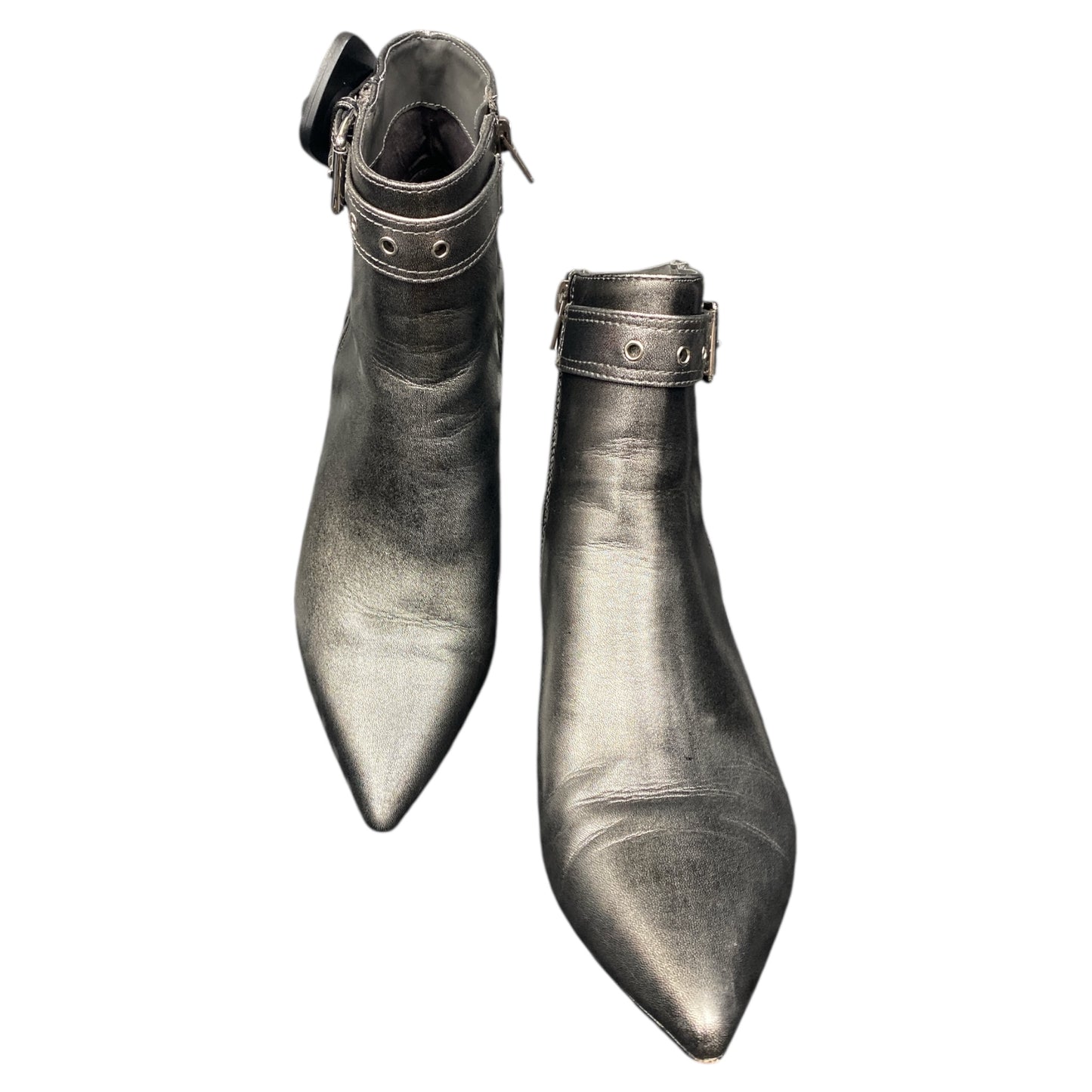 Boots Ankle Heels By Aldo In Silver, Size:8.5