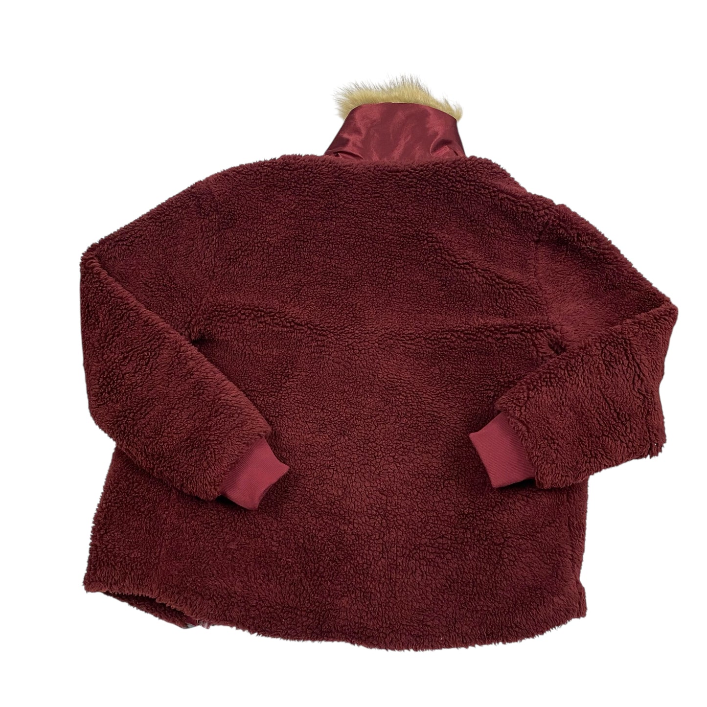 Jacket Faux Fur & Sherpa By Clothes Mentor In Maroon, Size:Xs