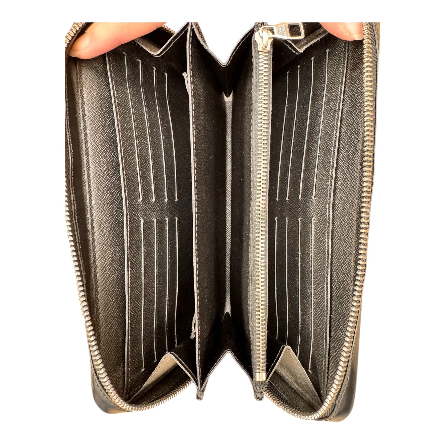 Wallet Luxury Designer By Louis Vuitton In Black & Grey, Size:Large