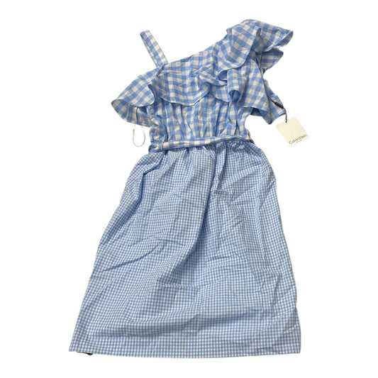 Dress Casual Midi By Calvin Klein In Blue & White, Size:S