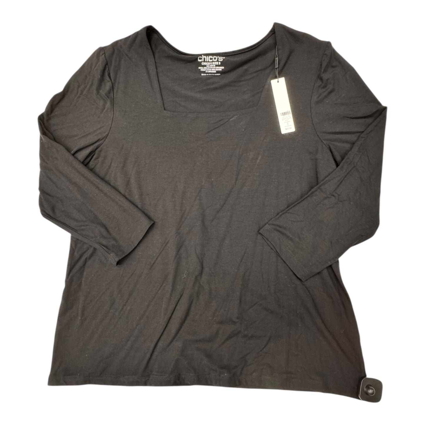 Top 3/4 Sleeve By Chicos In Black, Size:Xl