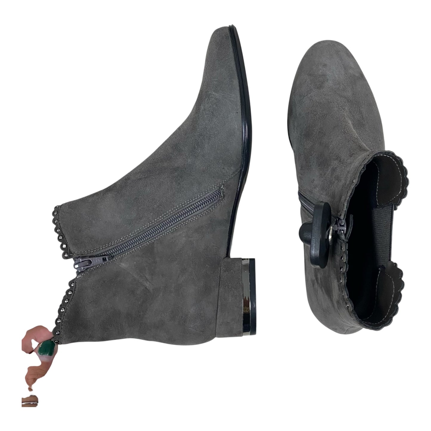 Boots Ankle Heels By Vaneli In Grey, Size:8