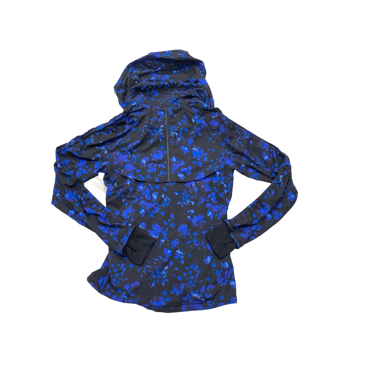 Athletic Jacket By Lululemon In Black & Blue, Size:M