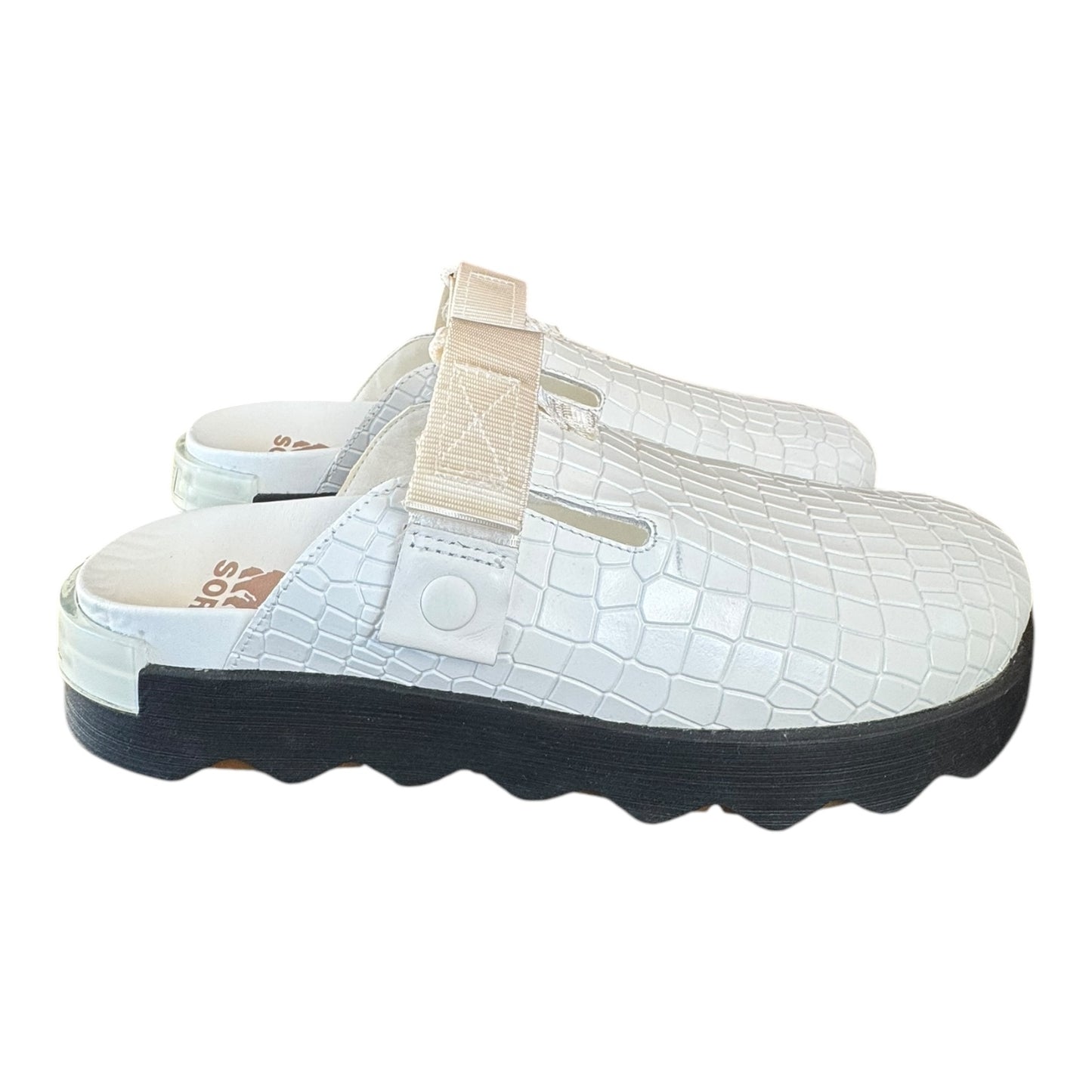 Mule/Slide Designer By Sorel In White Snakeskin Print Pattern, Size:10