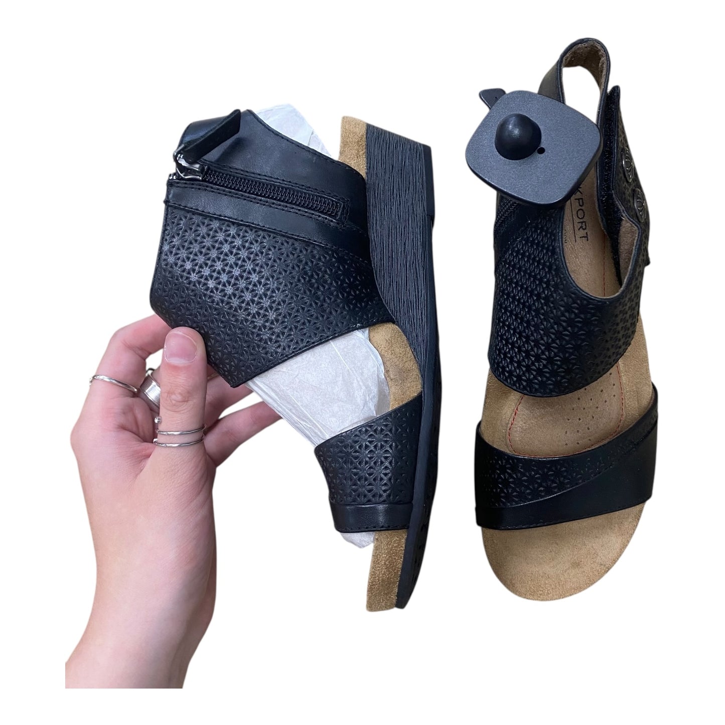 Sandals Heels Wedge By Rockport In Black, Size:6