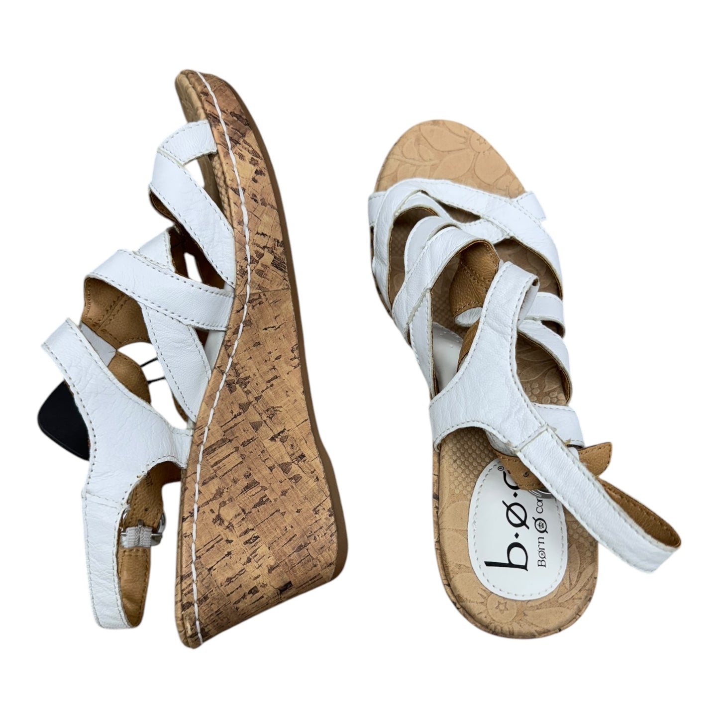 Sandals Heels Wedge By Boc In Tan & White, Size:9