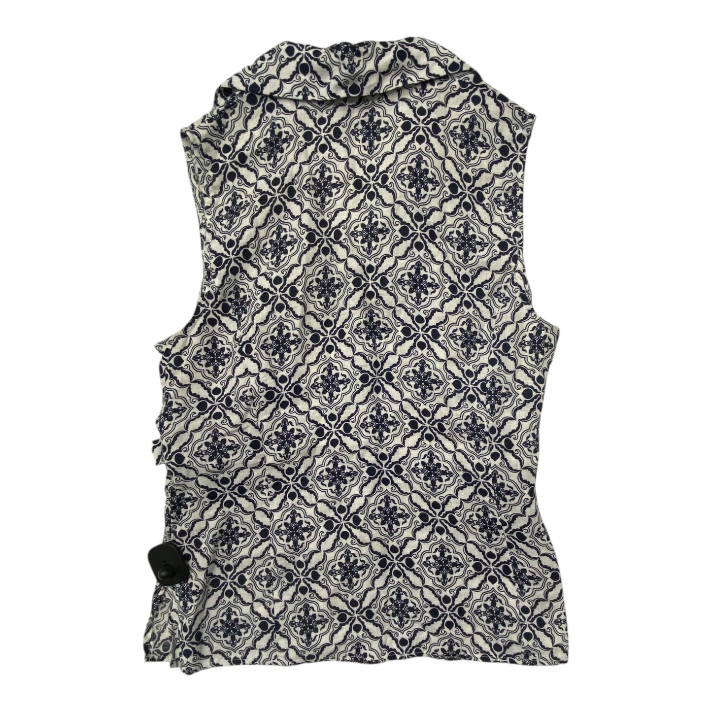 Top Sleeveless By Carole Little In Blue & White, Size:L