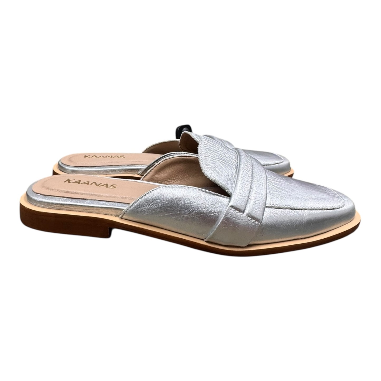 Shoes Flats By KAANAS In Silver, Size:8