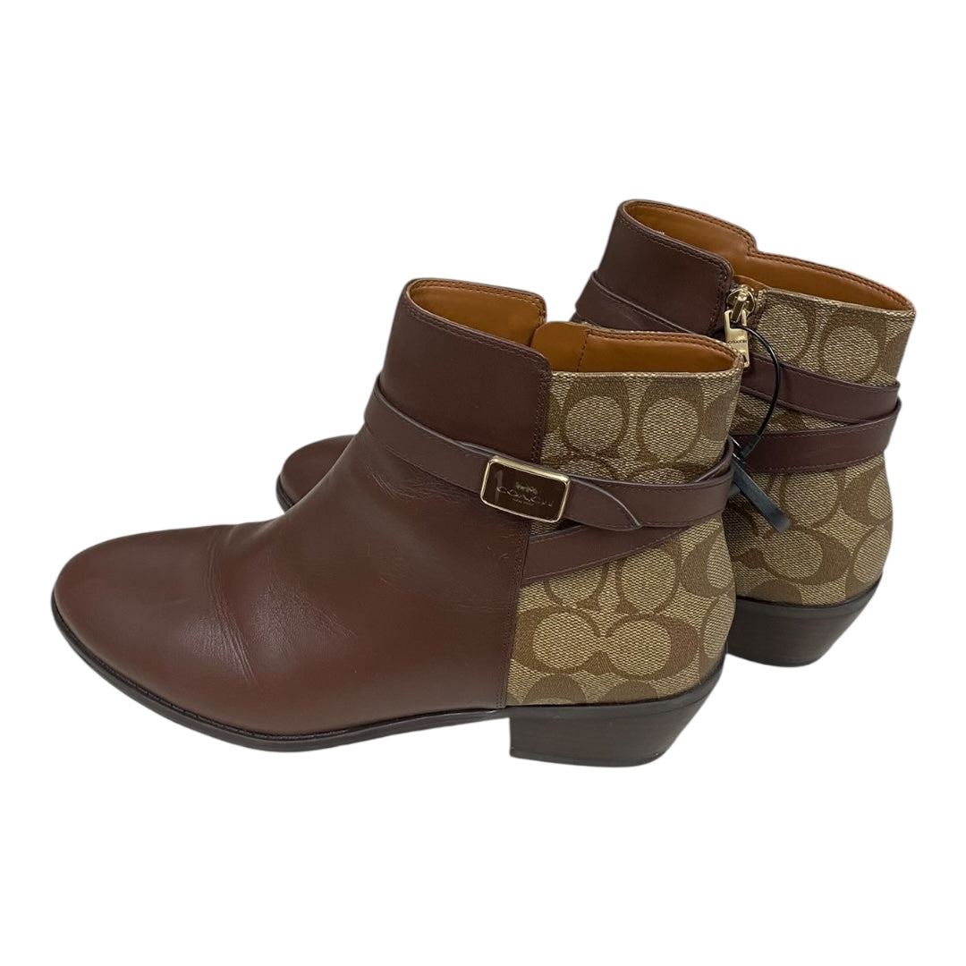 Boots Designer By Coach In Brown, Size:9.5