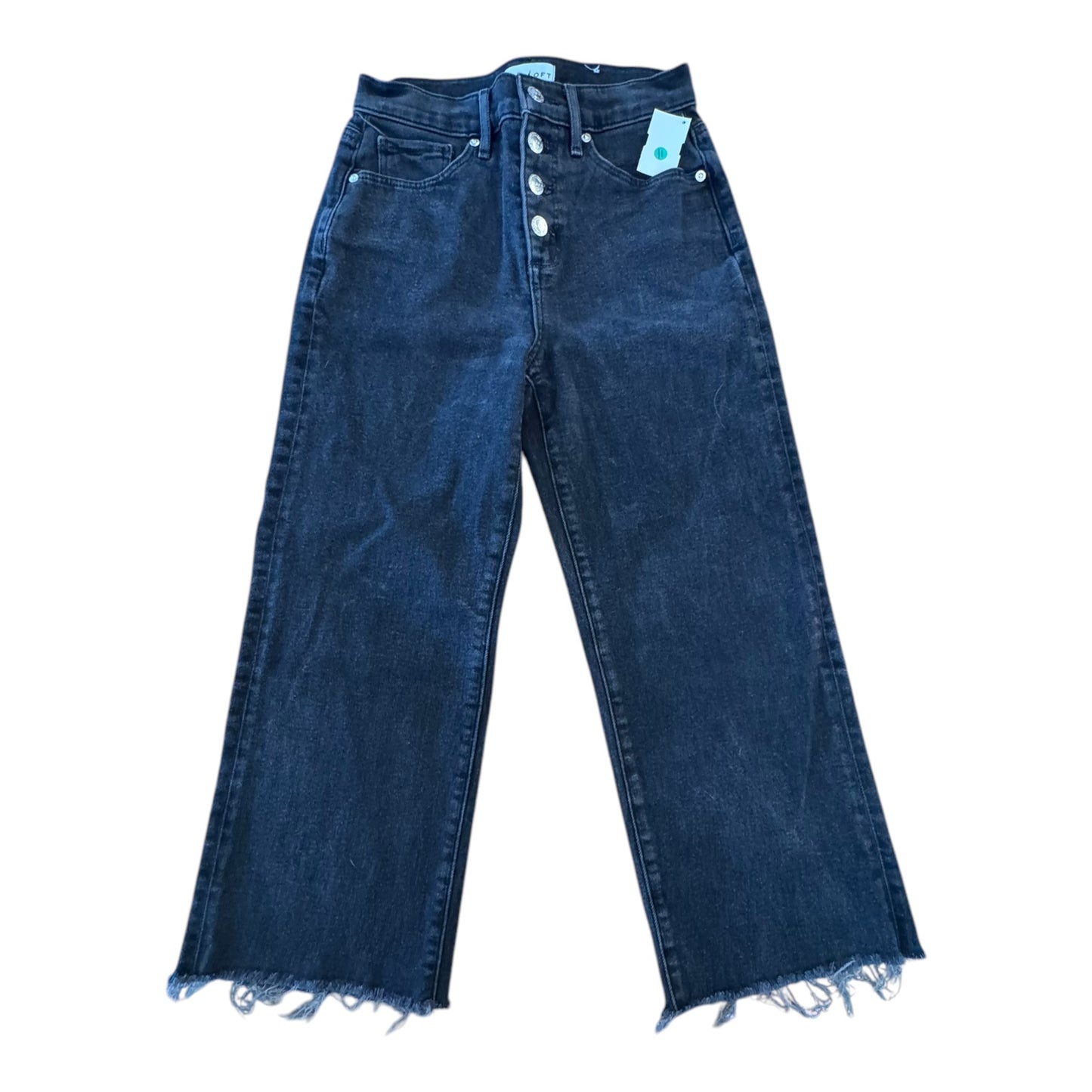 Jeans Wide Leg By Loft In Black Denim, Size:0