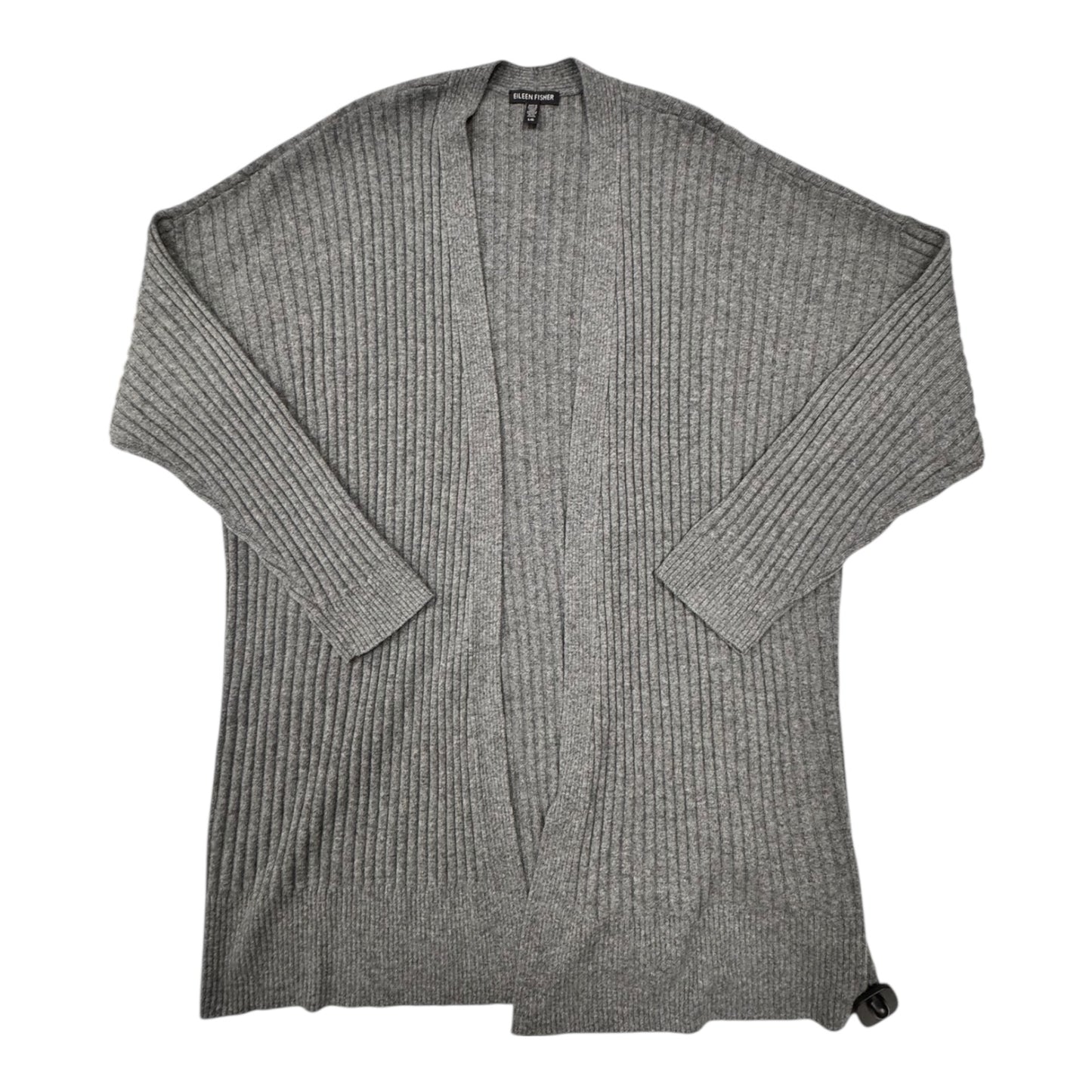 Sweater Cardigan Designer By Eileen Fisher In Grey, Size:L