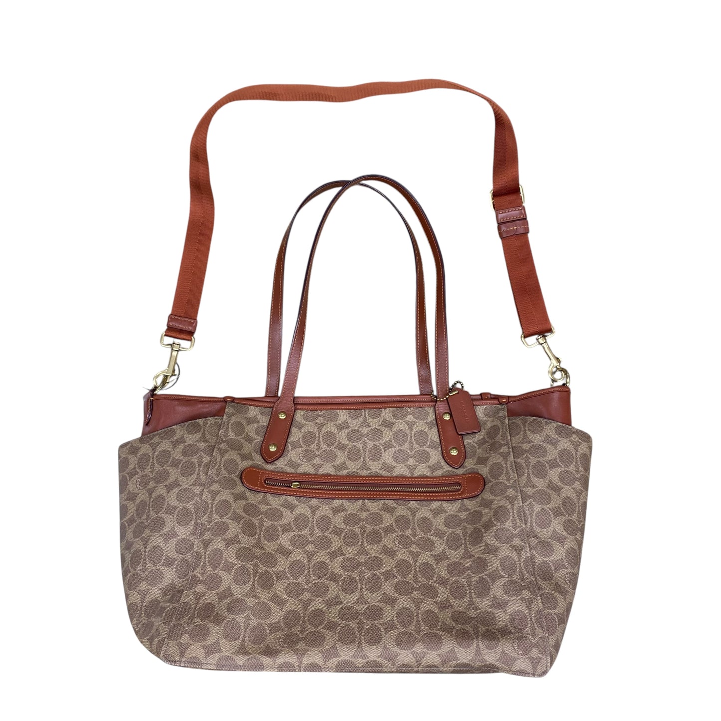 Handbag Designer By Coach In Brown, Size:Large