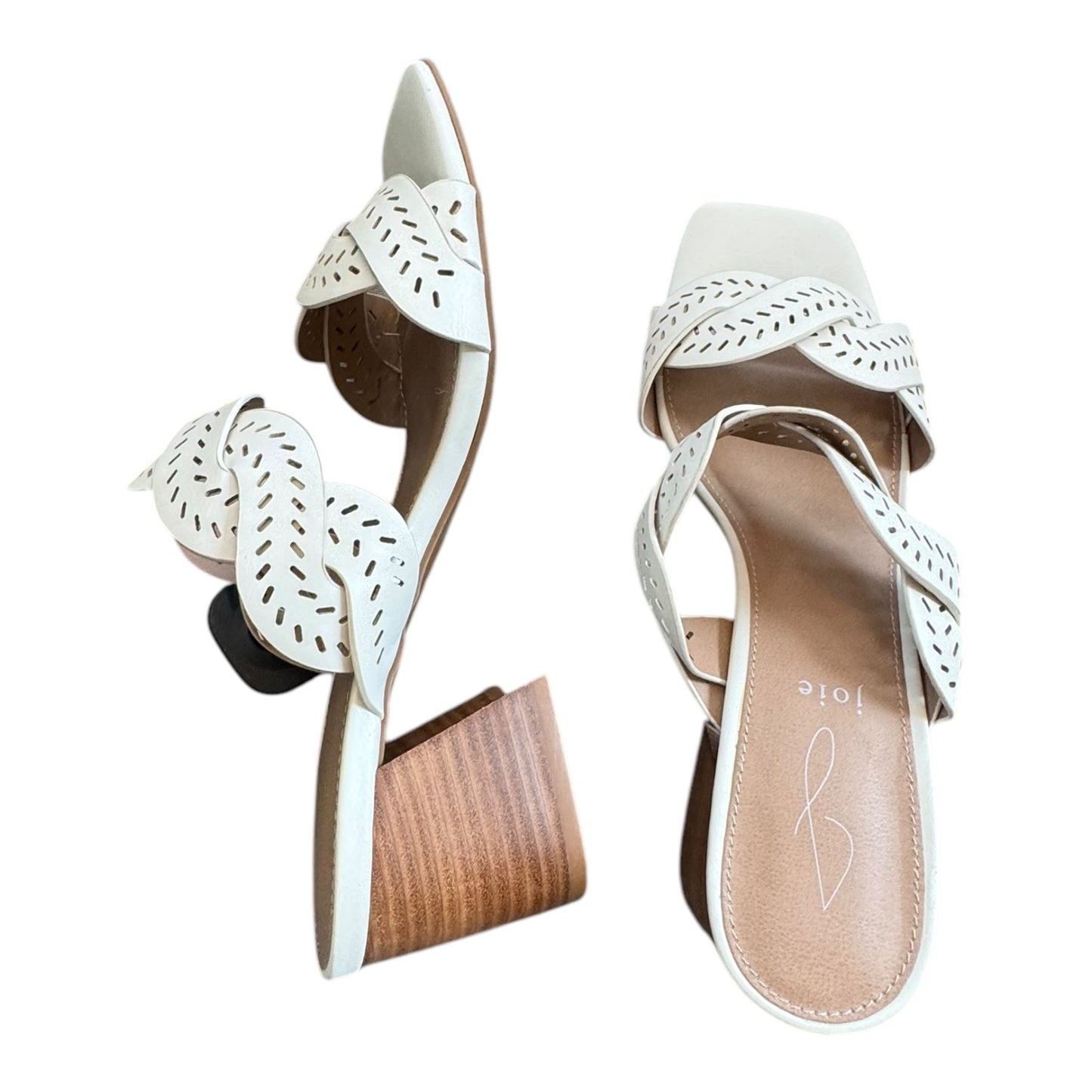 Sandals Heels Block By Joie In Ivory, Size:8