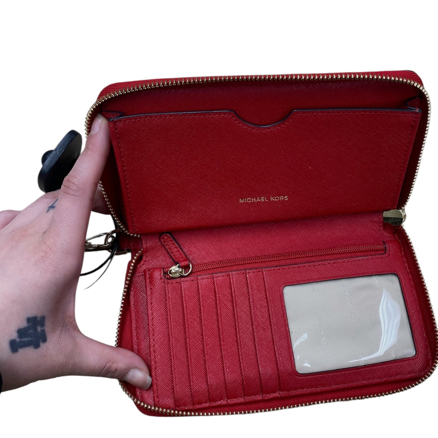 Wallet Designer By Michael Kors In Gold & Red, Size:Medium