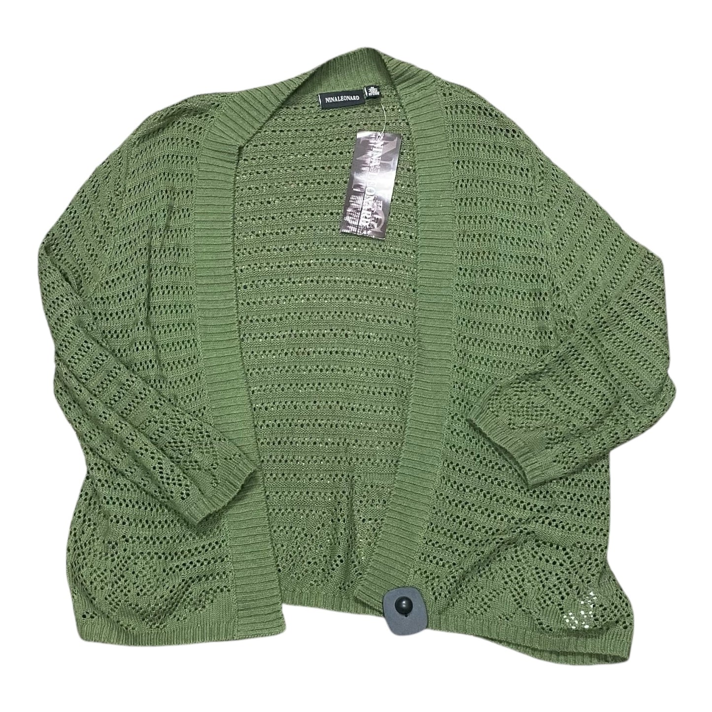 Cardigan By Nina Leonard In Green, Size:M