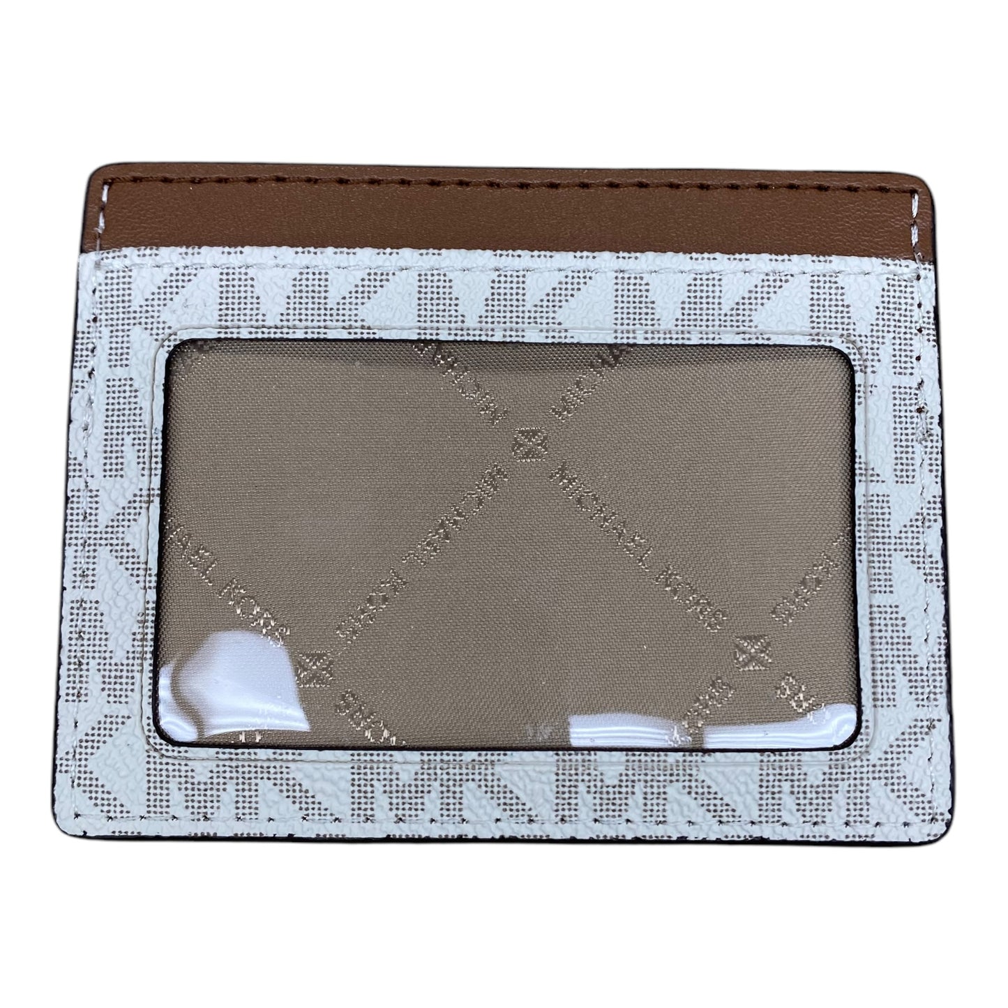 Id/Card Holder Designer By Michael Kors In Brown & Cream