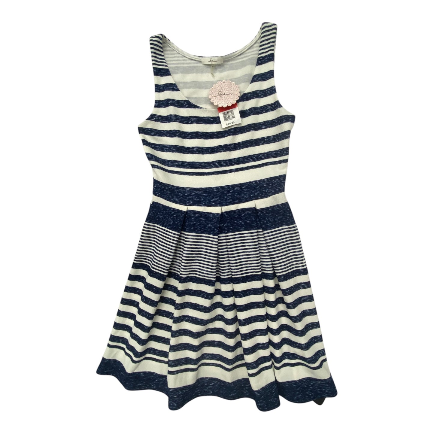 Dress Casual Midi By Soprano In Blue & White, Size:Xs