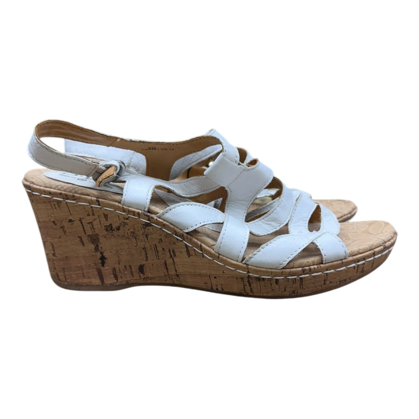Sandals Heels Wedge By Boc In Tan & White, Size:9