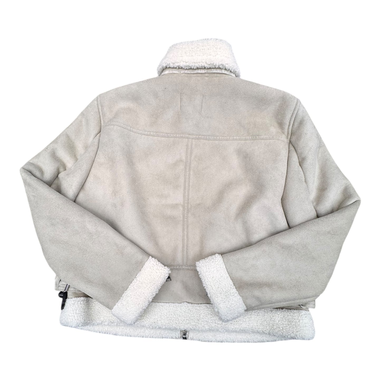 Coat Faux Fur & Sherpa By Loft In Tan & White, Size:M