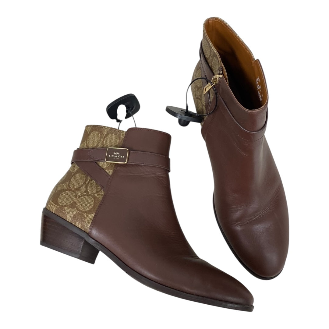 Boots Designer By Coach In Brown, Size:9.5