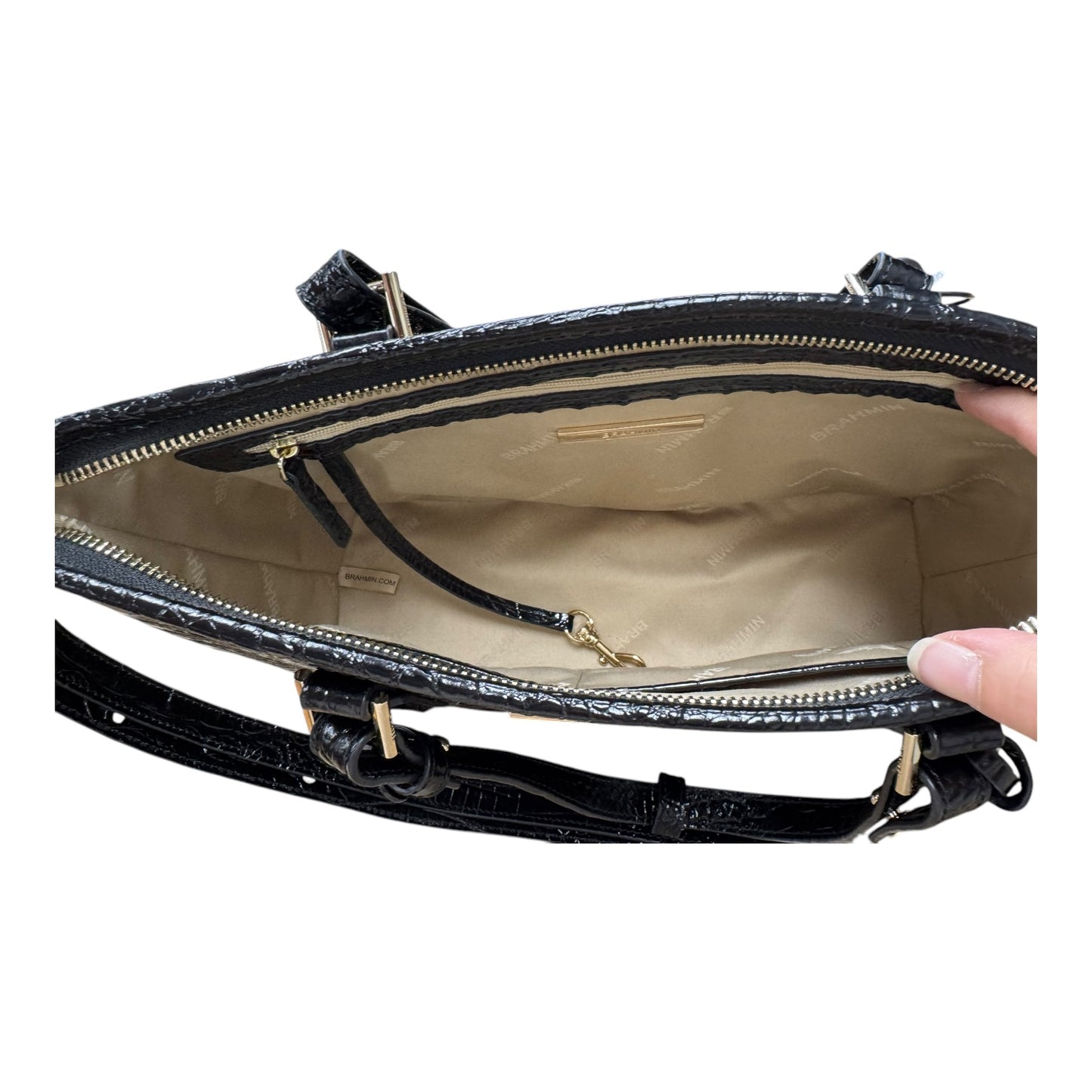 Handbag Designer By Brahmin In Black, Size:Medium
