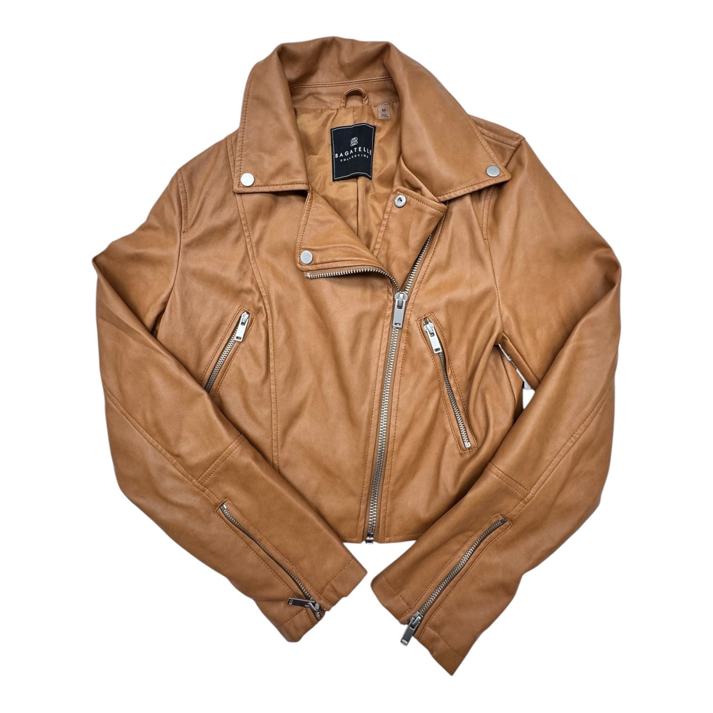Jacket Moto Leather By bagatelle In Brown, Size:M