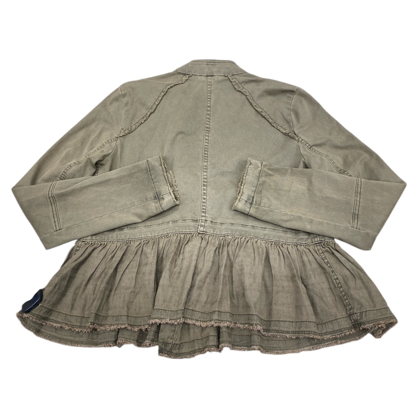 Jacket Denim By Free People In Green Denim, Size:Sp